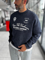 Navy Nothing Printed Washed Sweatshirt HM