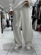 Beige Relaxed Fit Belted Waffle Sweatpants HM