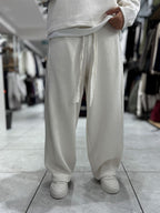 Beige Relaxed Fit Belted Waffle Sweatpants HM