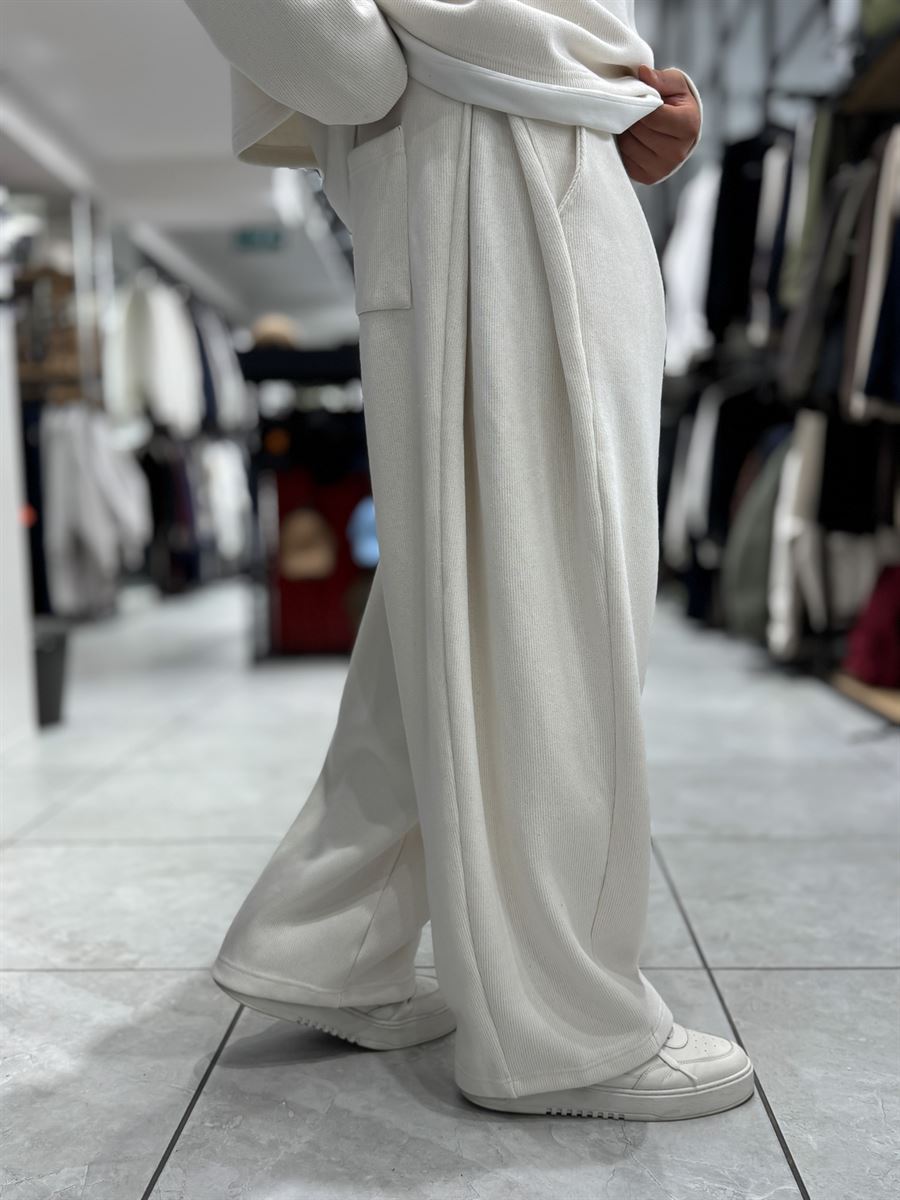 Beige Relaxed Fit Belted Waffle Sweatpants HM