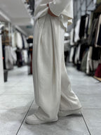 Beige Relaxed Fit Belted Waffle Sweatpants HM