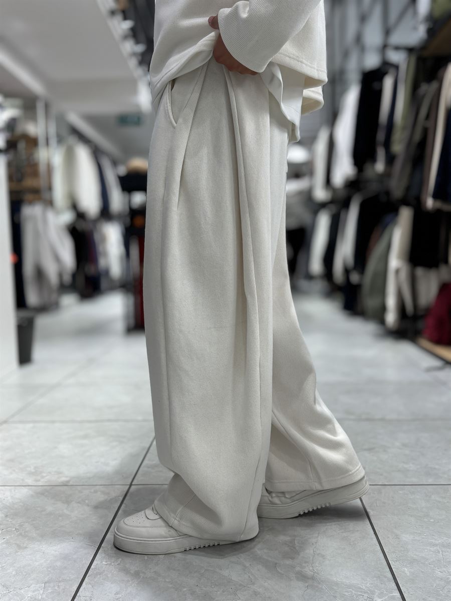 Beige Relaxed Fit Belted Waffle Sweatpants HM