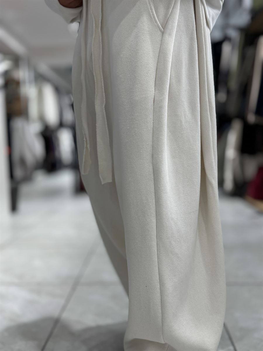 Beige Relaxed Fit Belted Waffle Sweatpants HM
