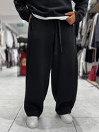 Black Relaxed Fit Belted Waffle Sweatpants HM