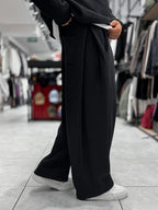 Black Relaxed Fit Belted Waffle Sweatpants HM