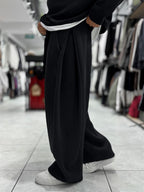 Black Relaxed Fit Belted Waffle Sweatpants HM