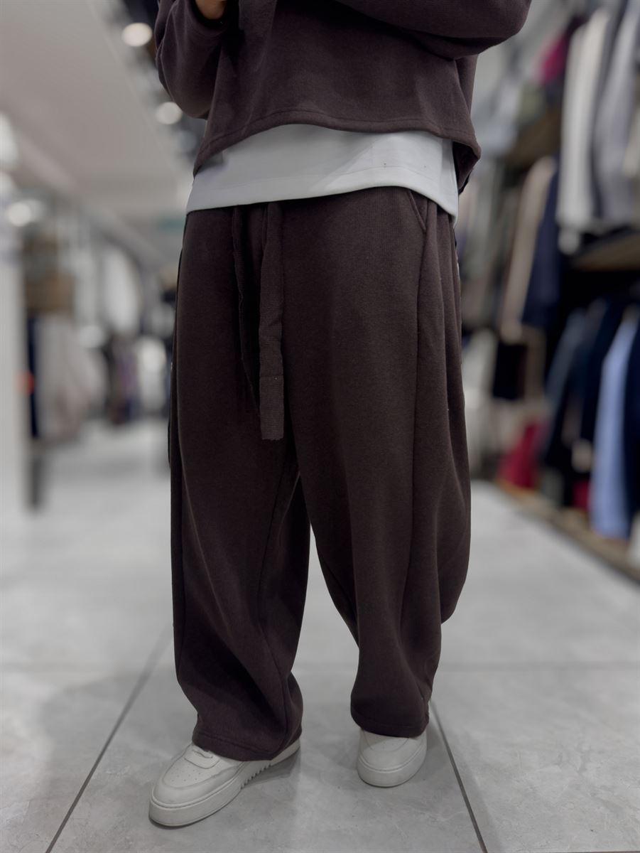 Brown Relaxed Fit Belted Waffle Sweatpants HM