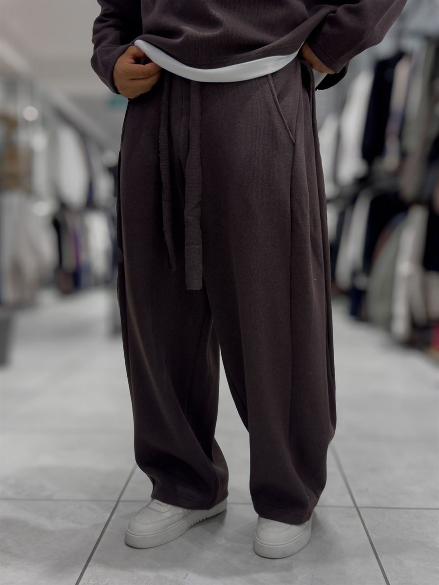 Brown Relaxed Fit Belted Waffle Sweatpants HM