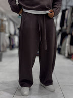 Brown Relaxed Fit Belted Waffle Sweatpants HM