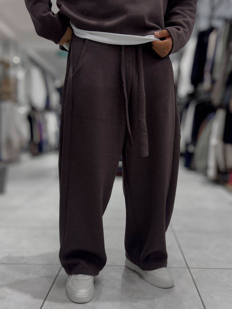 Brown Relaxed Fit Belted Waffle Sweatpants HM