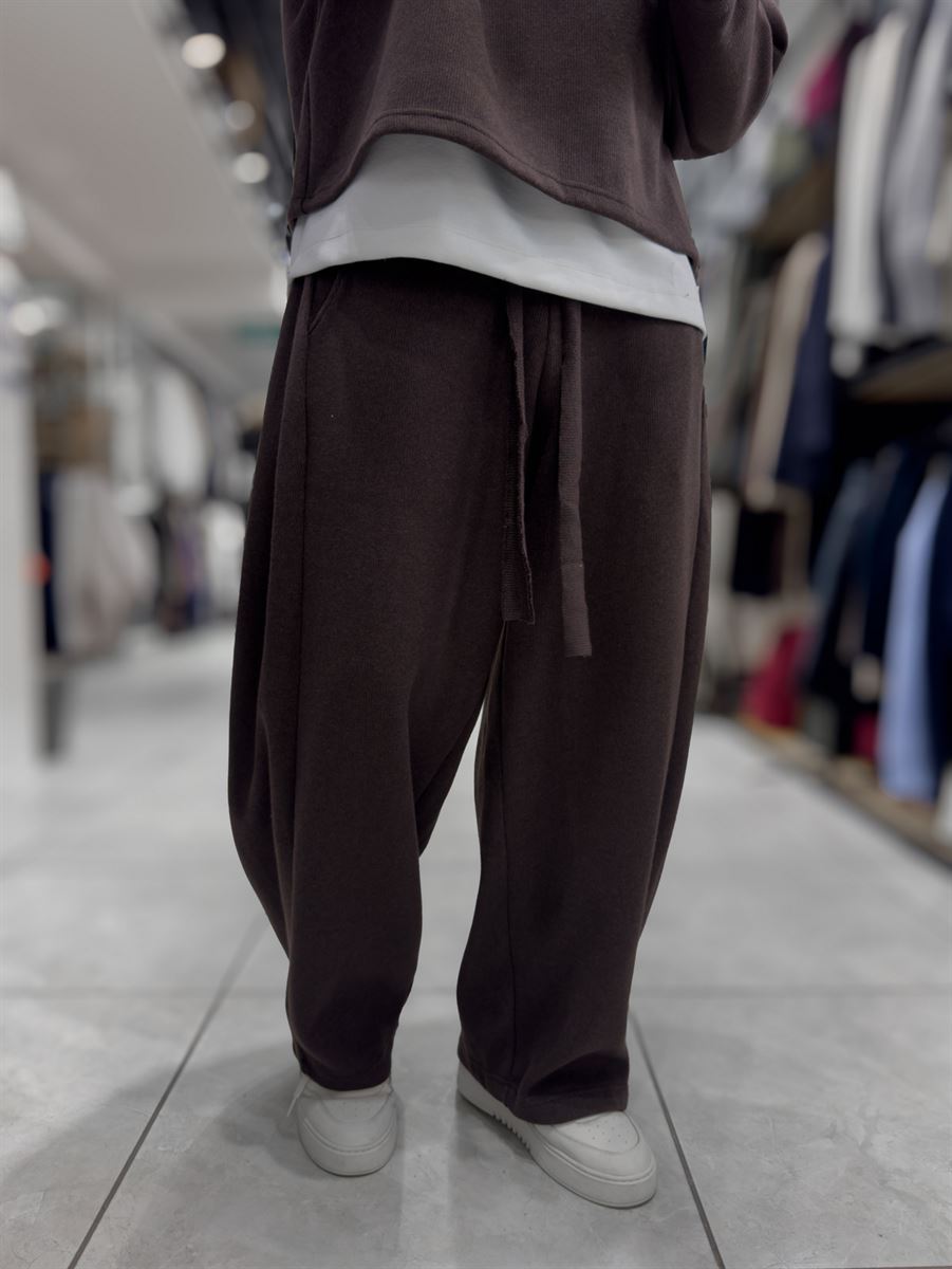 Brown Relaxed Fit Belted Waffle Sweatpants HM
