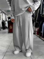 Light Gray Relaxed Fit Belted Waffle Sweatpants HM