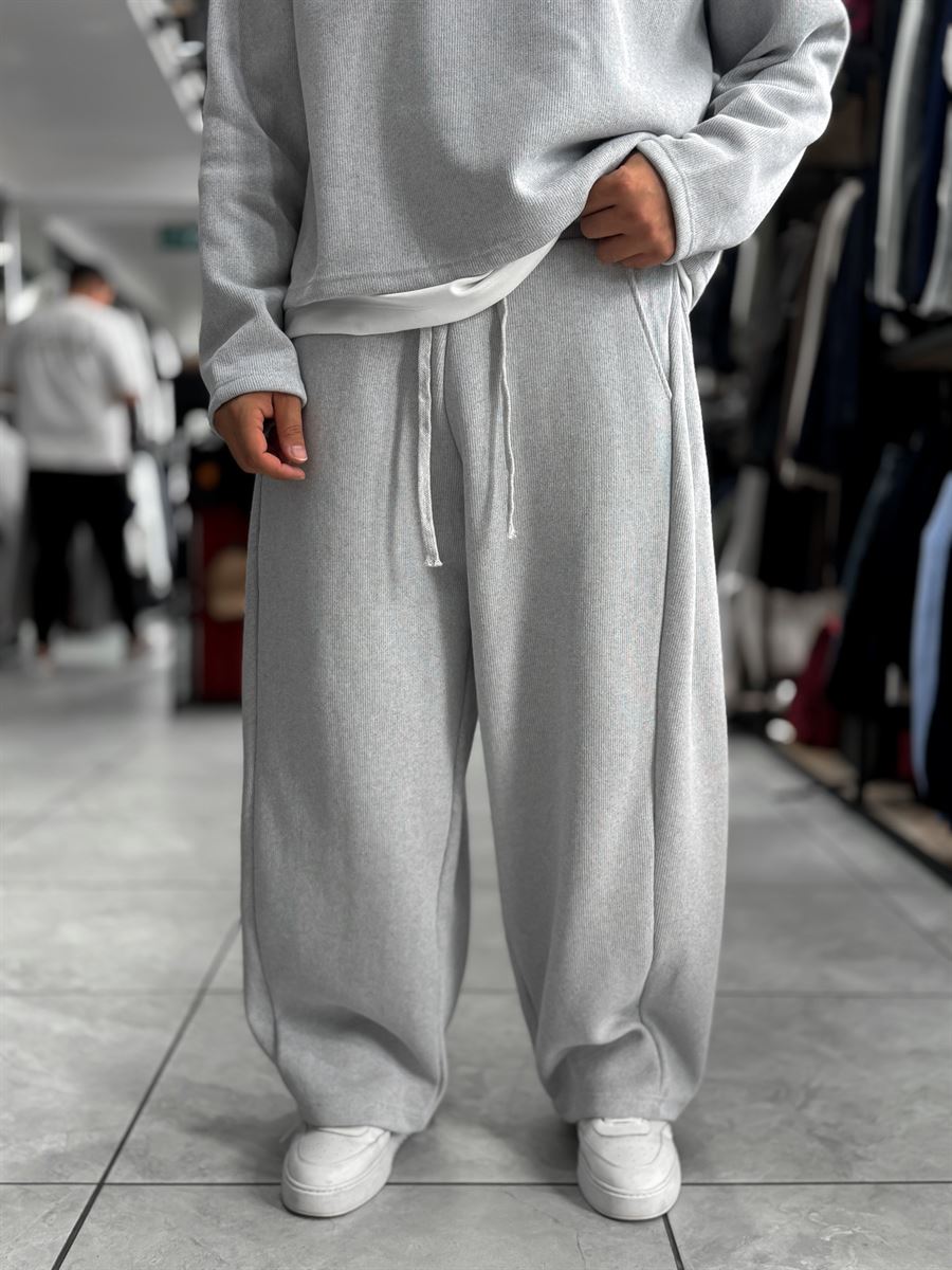 Light Gray Relaxed Fit Belted Waffle Sweatpants HM