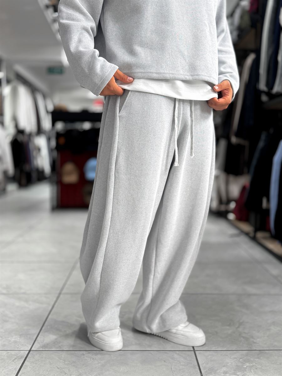 Light Gray Relaxed Fit Belted Waffle Sweatpants HM