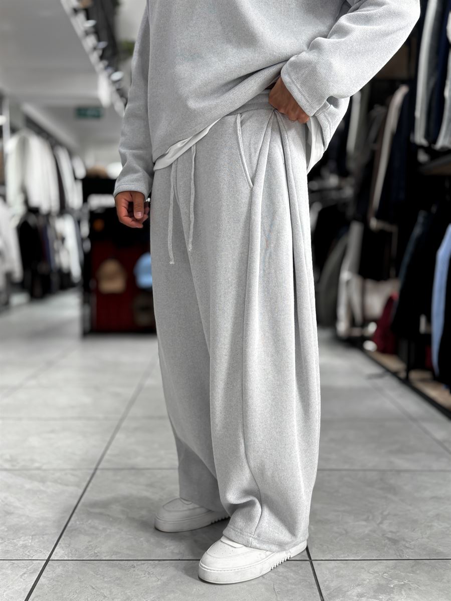 Light Gray Relaxed Fit Belted Waffle Sweatpants HM