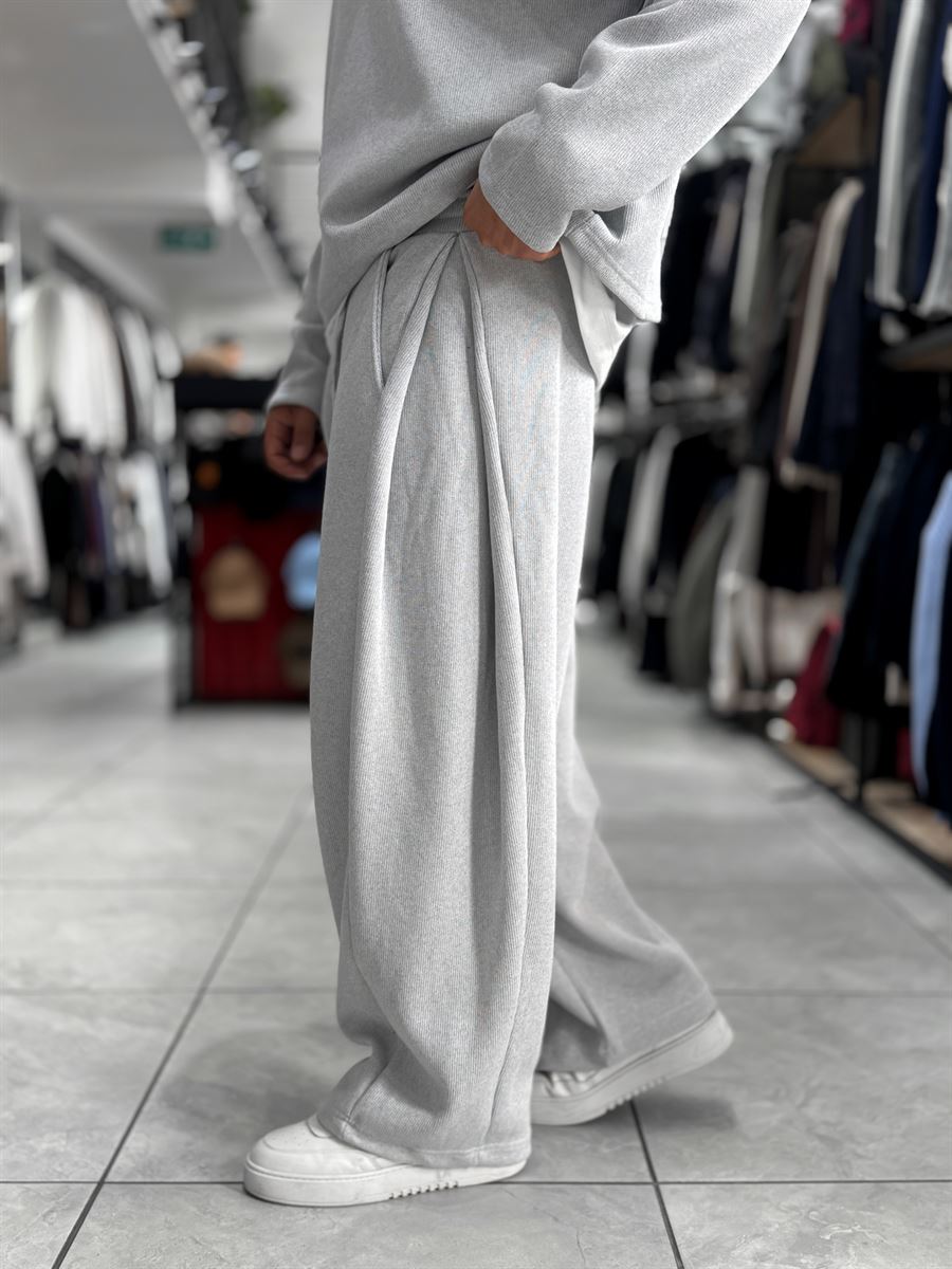 Light Gray Relaxed Fit Belted Waffle Sweatpants HM