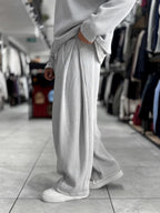 Light Gray Relaxed Fit Belted Waffle Sweatpants HM