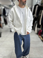 White Panda Fabric Hooded Sweatshirt HM