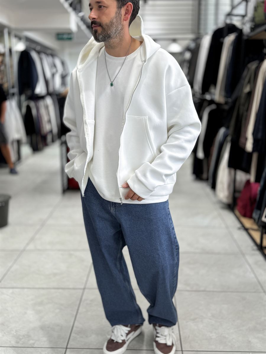 White Panda Fabric Hooded Sweatshirt HM