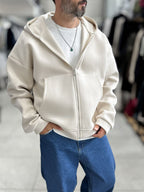 Beige Panda Fabric Hooded Sweatshirt HM