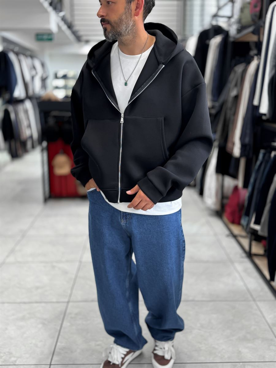 Black Panda Fabric Hooded Sweatshirt HM