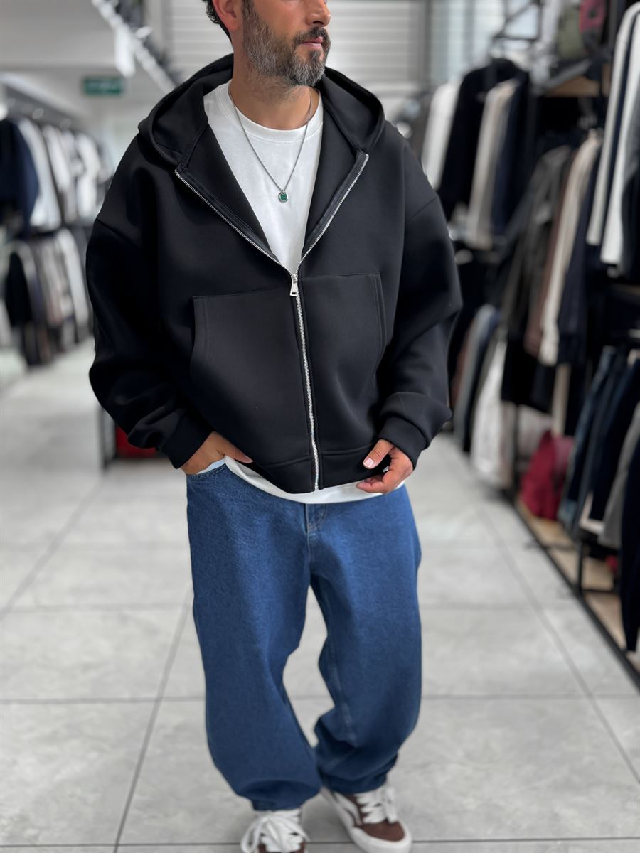 Black Panda Fabric Hooded Sweatshirt HM