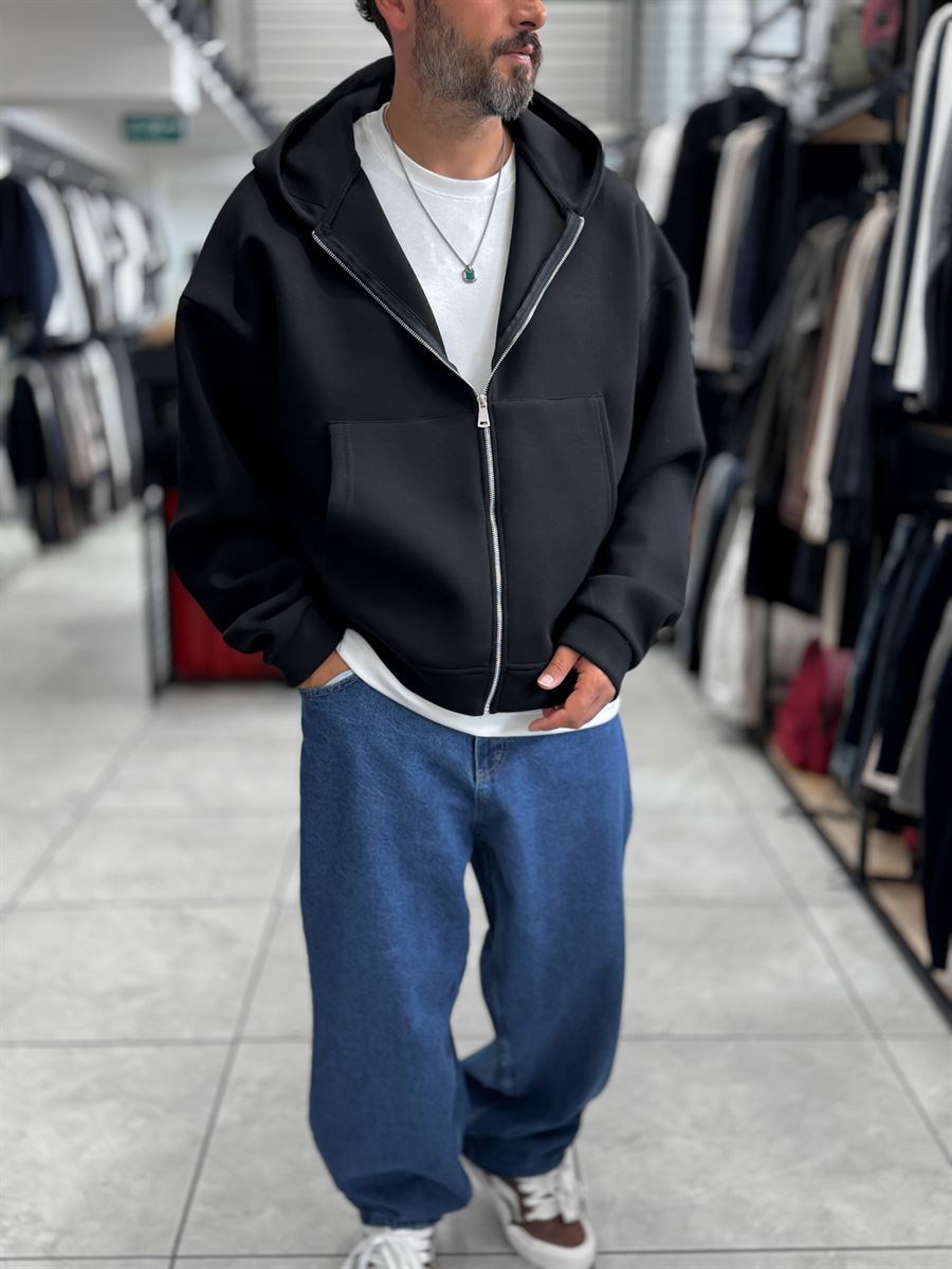 Black Panda Fabric Hooded Sweatshirt HM