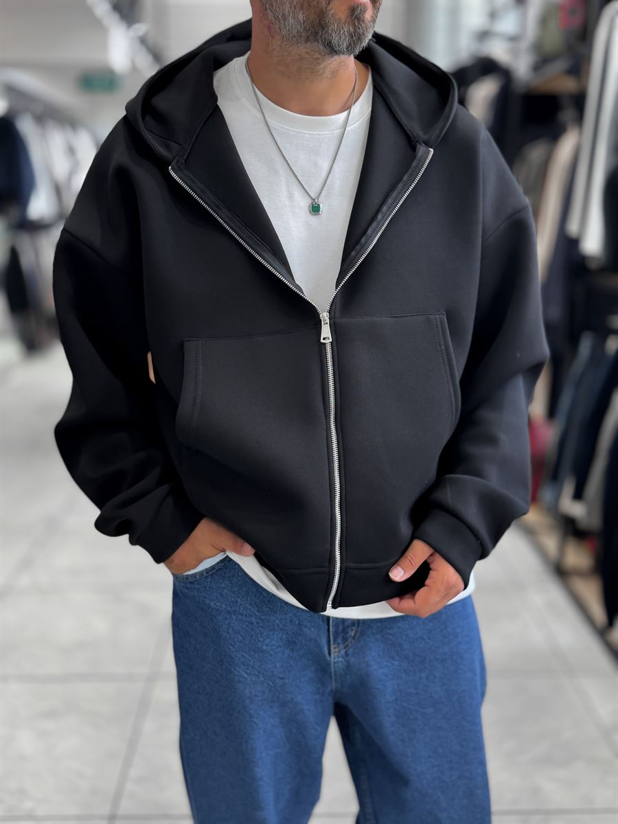 Black Panda Fabric Hooded Sweatshirt HM