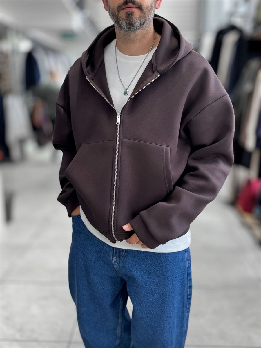 Brown Panda Fabric Hooded Sweatshirt HM