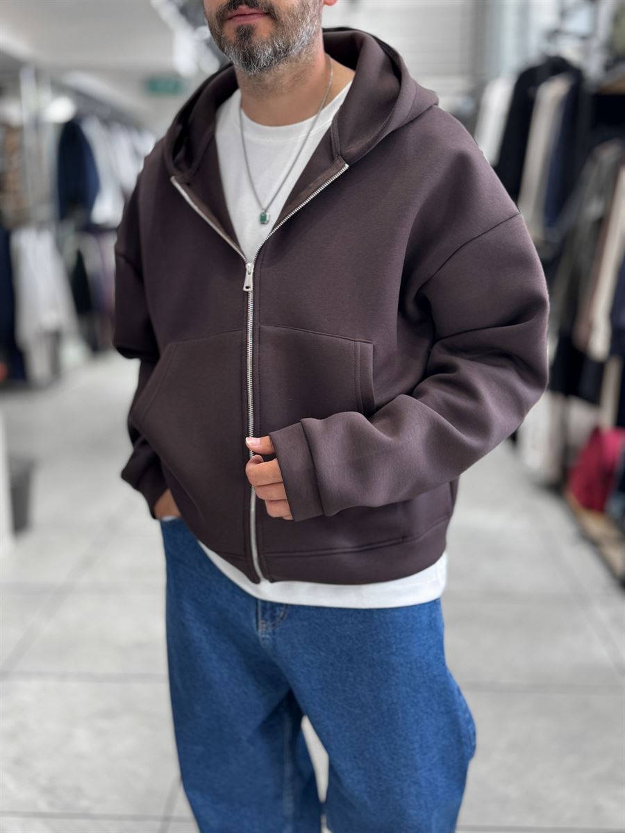 Brown Panda Fabric Hooded Sweatshirt HM