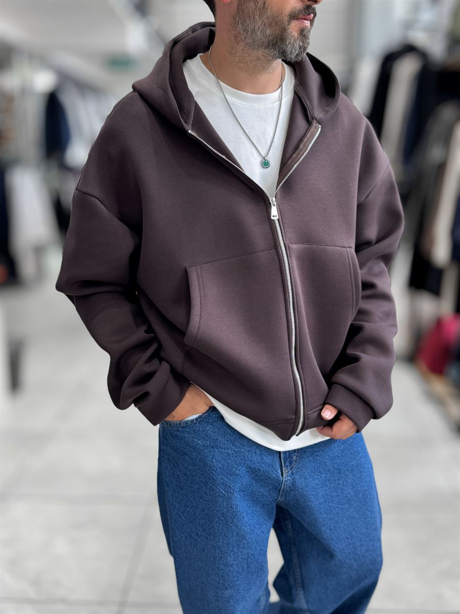 Brown Panda Fabric Hooded Sweatshirt HM