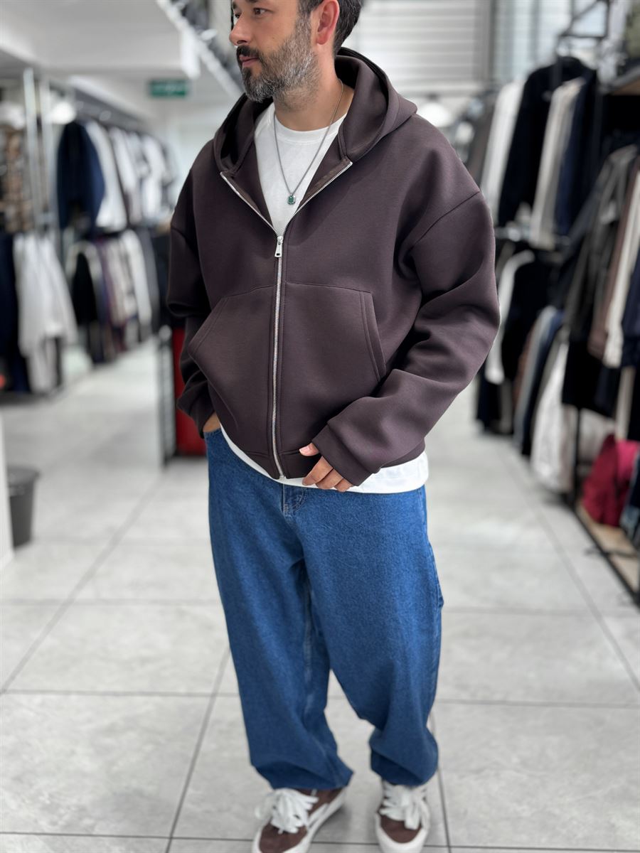 Brown Panda Fabric Hooded Sweatshirt HM