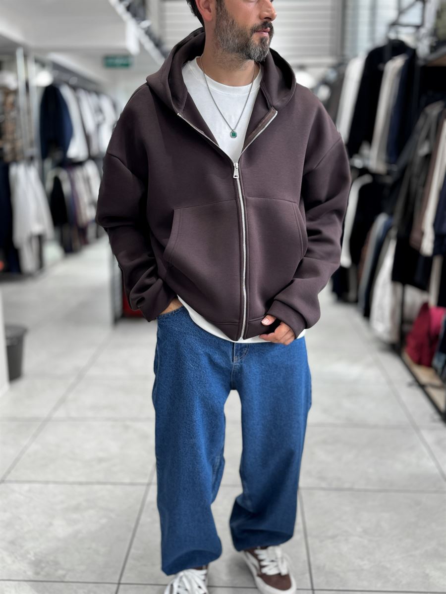 Brown Panda Fabric Hooded Sweatshirt HM