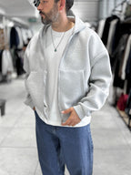 Light Gray Panda Fabric Hooded Sweatshirt HM