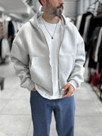 Light Gray Panda Fabric Hooded Sweatshirt HM