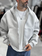 Light Gray Panda Fabric Hooded Sweatshirt HM