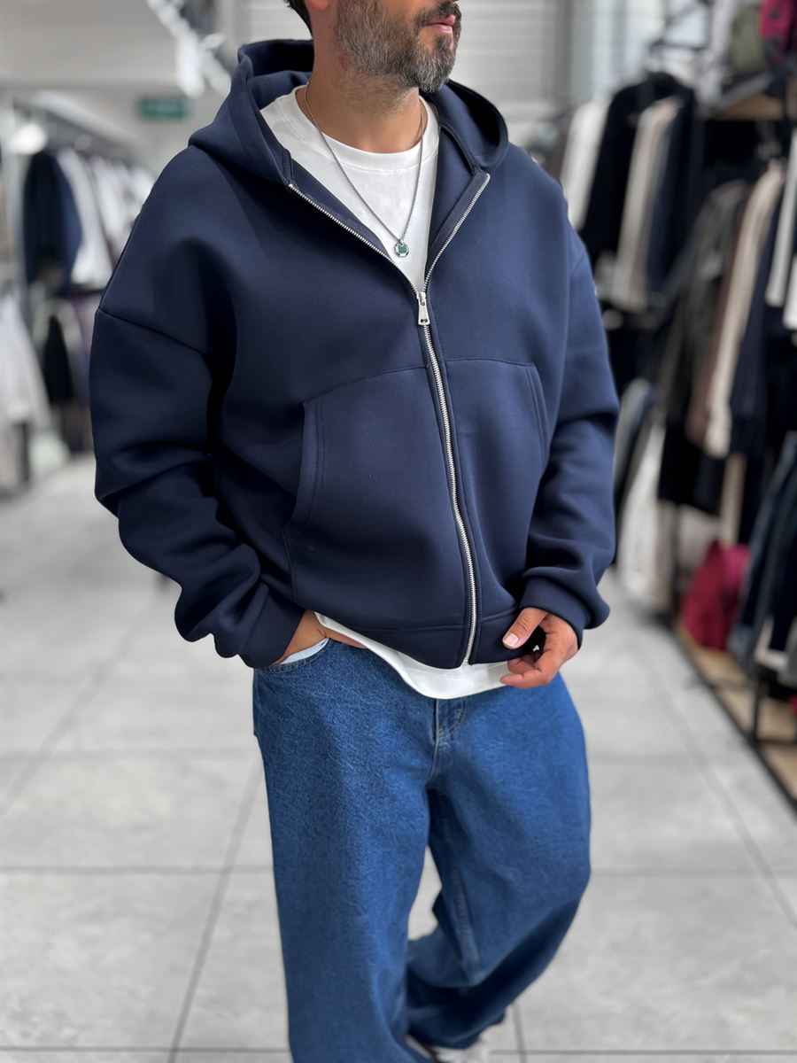 Navy Panda Fabric Hooded Sweatshirt HM