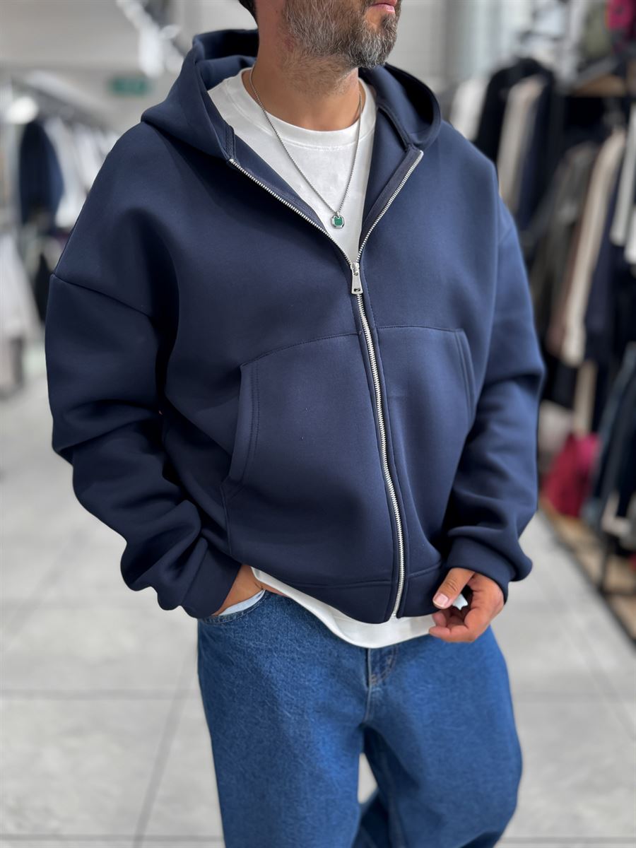 Navy Panda Fabric Hooded Sweatshirt HM